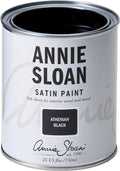Annie Sloan Satin Paint (Athenian Black, 25 Fl Oz /750 mL). Soft sheen for interior wood and metal. Self-leveling, all-in-one paint with no wax or lacquer required.