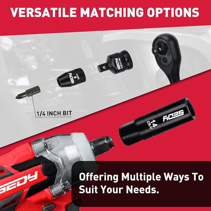 96-Piece 3/8" Drive Impact Socket Wrench and Bit Set, SAE 5/16”-3/4” & Metric 8-22mm, Cr-V Standard & Deep Sockets, Power Bits, Ratchet Handle, Universal Joint, Bit Holder, Adapters, Spark Plug Socket