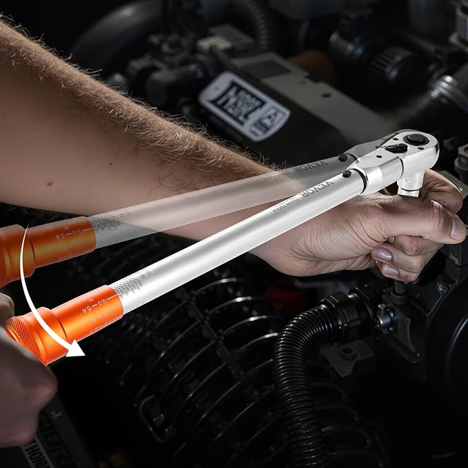 VEVOR Adjustable Torque Wrench 1/2 Inch Drive, 20-160Ft.lb/27.1-216.8Nm, 38MM Open End, 3/8 Inch Drive Torque Wrench with Interchangeable Jaw & Ratchet Head for HVAC, Car, Moto, Narrow Pipeline