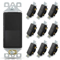 ELEGRP 3 Way Decorative Light Switch, 15Amp, 120-277 Volt, AC Decorator Rocker Paddle Wall Switch Replacement, Self-Grounding, Residential and Commercial Grade, UL Listed (10 Pack, Glossy Black)