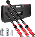 Torque Wrench Set,1/4 3/8 1/2-inch Drive Torque Wrench-20-240 in.lb,5-50 ft.lb,10-170 ft.lb,72-Tooth Dual Range Scales and Dual-Direction Adjustable Torque Wrench for Bike, Moto and Car Maintenance