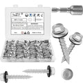 Metal Roofing Screws #10 × 1 Inch, 80-PCS, Hex Head Rustpert Coating Sheet Metal to Wood Siding Screw with EPDM Rubber Washer, Sharp Point, Hex Socket Included