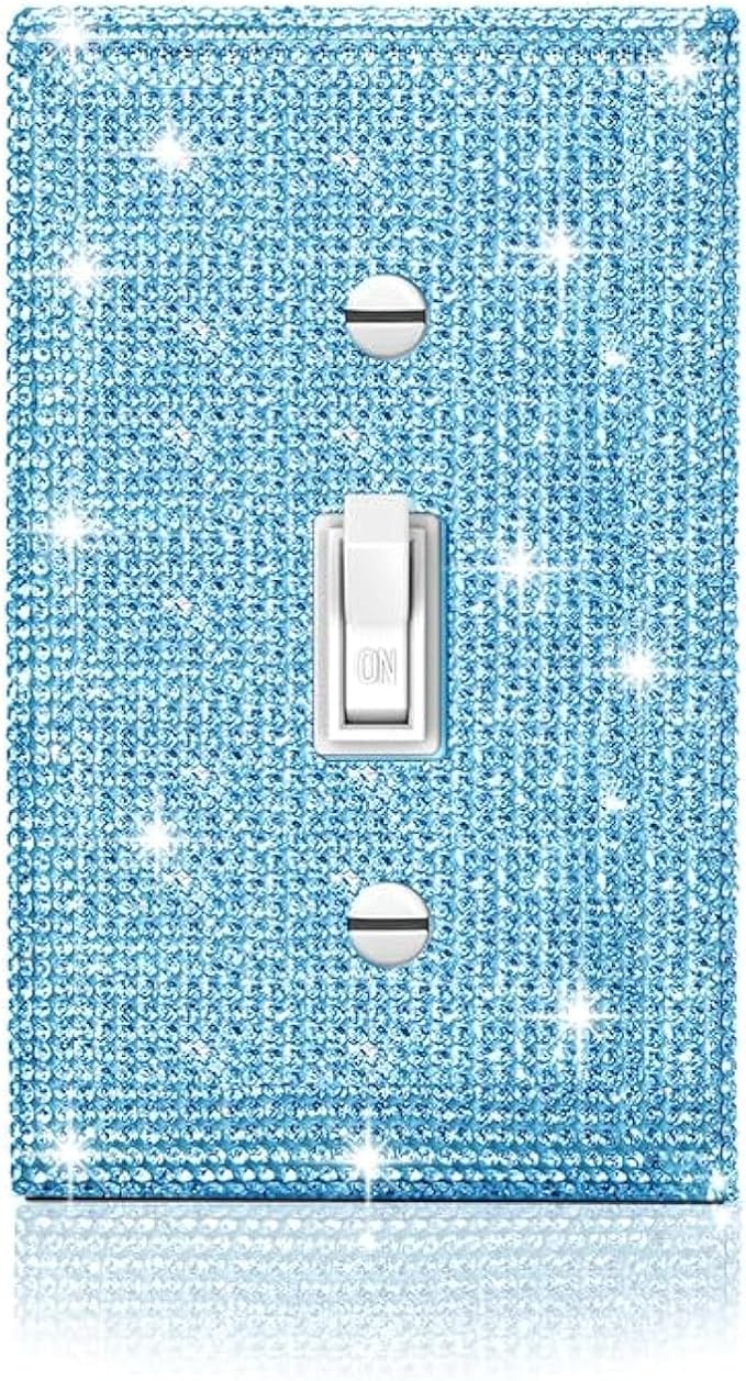 Shiny Blue Single Toggle Light Switch Plate Blue Rhinestones Wall Plates Light Switch Cover Plate Decorative Switch Covers Wall Plate