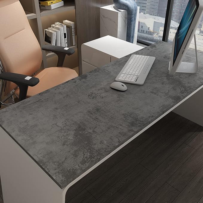 3yecao 24"×354" Thick Grey Blue Concrete Wallpaper Peel and Stick 3D Wide Waterproof Dark Blue Gray Concrete Cement Contact Paper Vinyl Matte Adhesive Sticker for Bathroom Living Room Bedroom Walls