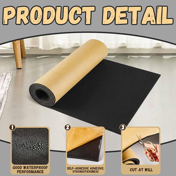 Pangda 1 Piece 78 x 24 x 1/8 Inch Extra Large Marine Foam Roll Closed Cell Rubber with Adhesive Insulation Sheets Lightweight Single Sided Tape Water Weather Resistant for Craft