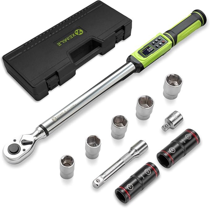 1/2" Digital Torque Wrench Set-3.8-250.8Ft.Lb for Car Auto Trucks | Electric Torque Wrench 1/2 Drive, Vibration Buzzer LED Indicator,±2% Accuracy Five Units for DIYers RV Owners Farmers