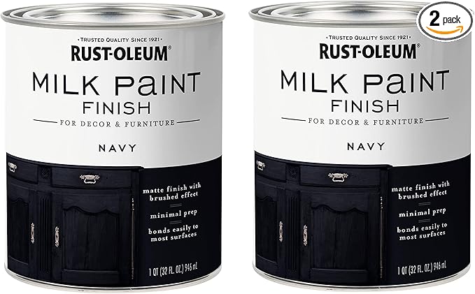 Rust-Oleum 331051-2PK Milk Paint Finish, Quart, Navy, (Pack of 2)