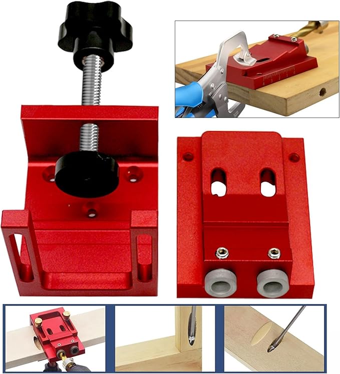 Pocket Hole Jig Set Woodworking Inclined Hole Positioner Pocket Dowel Hole Jig System Set Woodwork Guides Joint Carpentry Locator for Woodworking Angle Drilling Holes Carpenters