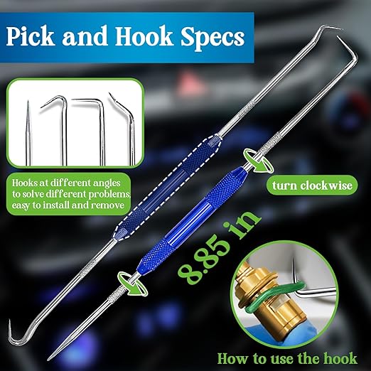 ZDBB 595 Pcs Automotive AC O Rings Kit, SAE and Metric Air Conditioning Orings Assortment Set for Car A/C Compressor and Professional Plumbing Faucet Seal Repair with 4 Pick & Hook (Green)