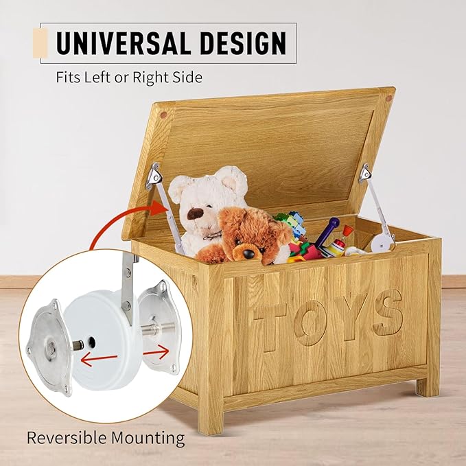1 Pack | Toys Box Hinges Soft Close - HBL’ Lid Support Chest Hinges for Wooden Toy Box, Cedar, Storage Trunk & Benches, Made of Zinc Alloy, Safety & Heavy Duty.