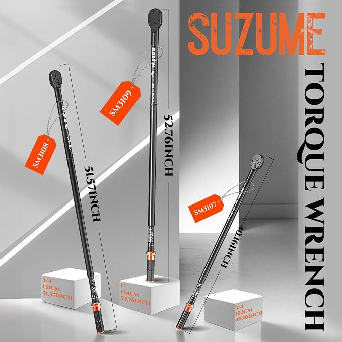 3/4 Torque Wrench Drive Loud Click (100-650 Ft.Lb/ 135.6-881.4 N.m) | ±3% Accuracy Dual-Direction Dual-Scale CR-V for Heavy Duty Car Truck Lug Industrial Bolt Machinery Repair with Storage Case
