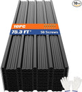 Brakki Corrugated Metal Roofing Panels 10pcs 75.3 ft², Black Galvanized Steel Roof Panels with Screw, Heavy Duty Metal Siding Suitable for Garages Chicken Coop Sheds Stables Patio