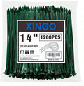 XINGO 14 Inch Garden Green Zip Ties 1200PCS, 75 LBS Ultra Strong Tensile Strength, UV Resistant Cable Ties, Self-locking Plastic Ties for Indoor and Outdoor Use