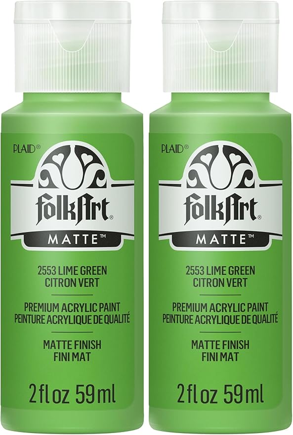FolkArt Acrylic Paint in Assorted Colors (2 oz), 2553, Lime Green (Pack of 2)