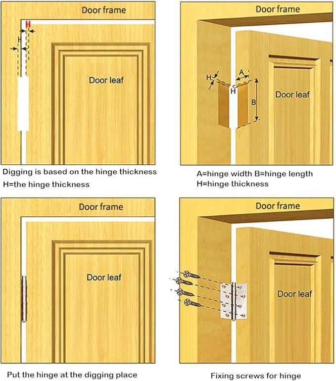 2 Pcs 5" Stainless Steel Ball Bearing Door Hinges with Square Corner for Heavy Duty Wood Door,1/8 Inch Thickness Matte Black