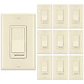 BESTTEN 10 Pack Almond Dimmer Light Switch, 3 Way or Single Pole Dimmer Switches, for Dimmable LED, Halogen and Incandescent Bulbs, 120V, Decorator Wall Plate Included, UL Listed