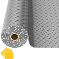 10x20 FT Garage Floor Mat, 2.8mm Thickened PVC Flooring Roll for Under Car, 200 SQFT Diamond Plate Gray Garage Mats for Garage, Warehouse, Basement, Gyms, Trailer（Included Tapes）