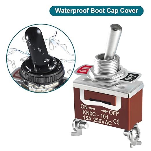 Toggle Switch 12v DC 30A, 5Pack 2Pin SPST ON Off Switch with Waterproof Boot Cap Cover for Auto Car Marine Boat.
