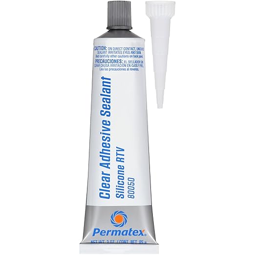 Permatex 80050 Clear RTV Silicone Adhesive Sealant, 3 oz (Pack of 2)