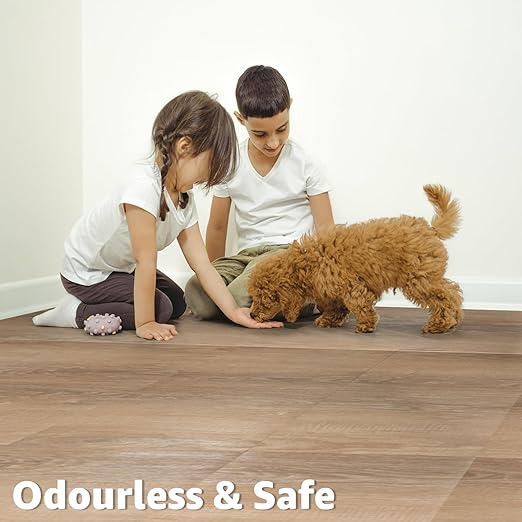 Art3d Peel and Stick Vinyl Floor Tiles 10-Pack 12 x 12 inch, Self Adhesive Waterproof Flooring Wood Planks for Kitchen, Dining Room, Bedrooms, Cover 10 Sq. Ft, Light Brown Ash