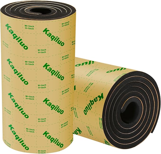 Kaqiluo 2 Pack High Density Self-Adhesive Sound Insulation Acoustic Closed Cell Foam, 11.6 sqft x 0.4in Thick, 50+kg/m³ Sound Proof Padding,Fire,Water Resistant Acoustic Treatment Foam