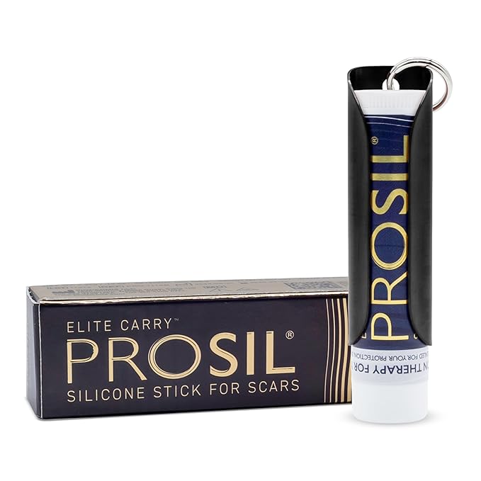 ProSil Elite Carry™ Palm-Sized Silicone Scar Stick – Twist & Protect Keychain Design Scar Treatment for Easy, On-the-Go Application – Secure Dial with One-Handed Use Silicone Stick – Black Sleeve