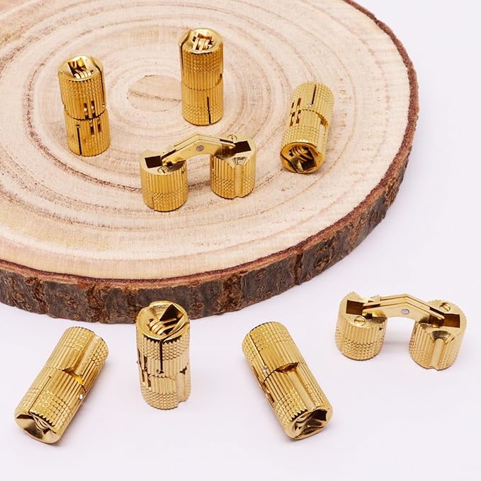 14mm Invisible Brass Barrel Hinges Hidden Concealed Furniture Hinges 180 Degree Opening Angle 8Pcs