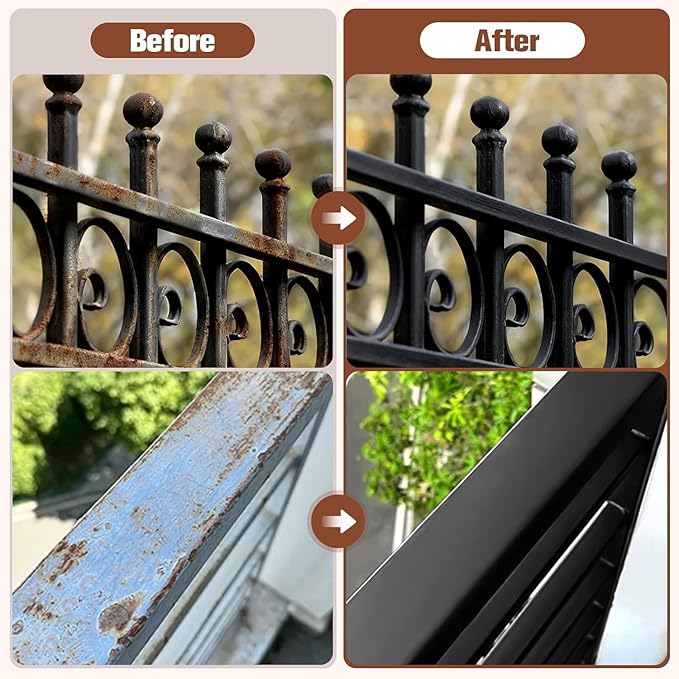 2-in-1 Rust Converter & Metal Primer - 1-Step Rust Stopper, Anti-Rust Coating & Corrosion Inhibitor, Quick-Dry Coating, Long-Lasting Rust Protection for Automotive, Trailer, Tools, for Automotive, Marine, Industrial, Tools, Fences (70.5 oz)
