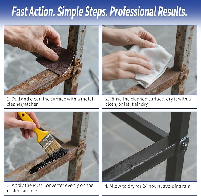 Rust Converter & Metal Primer -Removes Rust, Encapsulates & Protects, Works as Undercoating and Paint, Long-Lasting inhibitor for Cars, Trucks, Metal Surfaces(35 oz)