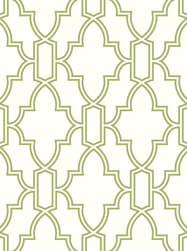NextWall Tile Trellis Peel and Stick Wallpaper (Green & White)