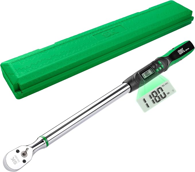 SK 1/2" Drive Digital Torque Wrench, 17 to 340 N-M, LED Display | Torquimetro, Four Units of Measure & Flash Notification