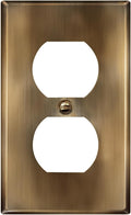 ENERLITES Duplex Receptacle Metal Wall Plate, Stainless Steel, Outlet Cover, Corrosion Resistant, Standard Size 1-Gang 4.50" x 2.76", Stainless Steel 201, 7721-AB, Antique Brass