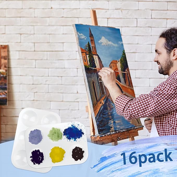 16PCS White Plastic Paint Trays - Essential for Painting Parties, DIY Crafts, and Art Painting