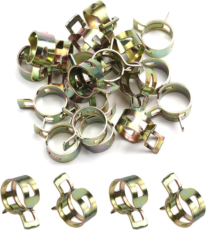 Fielect 0.53"/13.5mm ID Spring Band Type Action Hose Pipe Clamp Low Pressure Air Clip Clamp Fasteners Assortment Kit for Plumbing,Automotive and Mechanical,Yellow-zn Coated 250pcs
