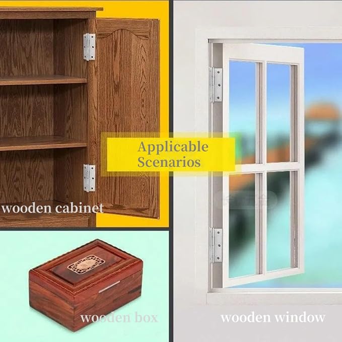 Stainless Steel Folding Door Hings 3 Inch for Furniture Cabinets Window Wooden Box Trailer Components, Pack of 12