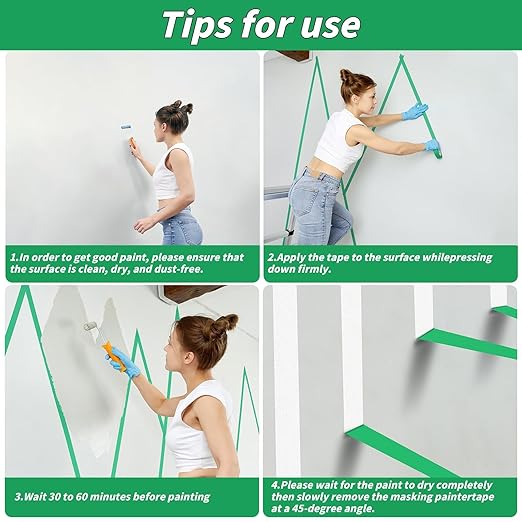 24 Rolls Green Painters Tape Bulk 1 inch x55Yards, Total1320 Yards, Painters Masking Tape No Residue Wall Painting Tape Artist Tape Trim Edge Finishing Tape for Wall Painting Decoration DIY Supplies