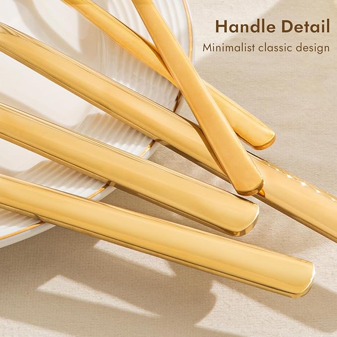 18/10 Large Hostess Gold Serving Utensils,Stainless Steel Serving | Heavy Duty Serving Set, 10-inch Serving Utensils, Slotted Spoons, Forks, Tongs, Cake Pie Server for Buffet, Wedding, Parties