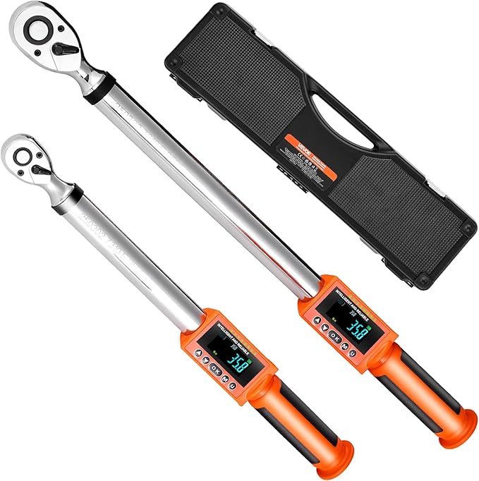 VEVOR Digital Torque Wrench 3/8 1/2 Inch Drive, 0-44.25FT.LB(0-60Nm)/0-162.26FT.LB(0-220Nm) ±2% Accuracy, Electronic Torque Wrench with Preset Mode,Vibration,Buzzer,LED Notification,5Units of Measure | 2.2-44.25Ft.Lb(3-60Nm)/8.1-162.26Ft.Lb(0-220Nm) , ...