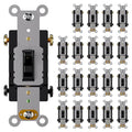 AIDA 20 Pack 4 Way Toggle Light Switch, 15 Amp, 120 Volt, Toggle Framed AC Quiet Switch, in Wall On/Off Switch Replacement, Self-Grounding, Residential and Commercial Grade, UL,Glossy Black