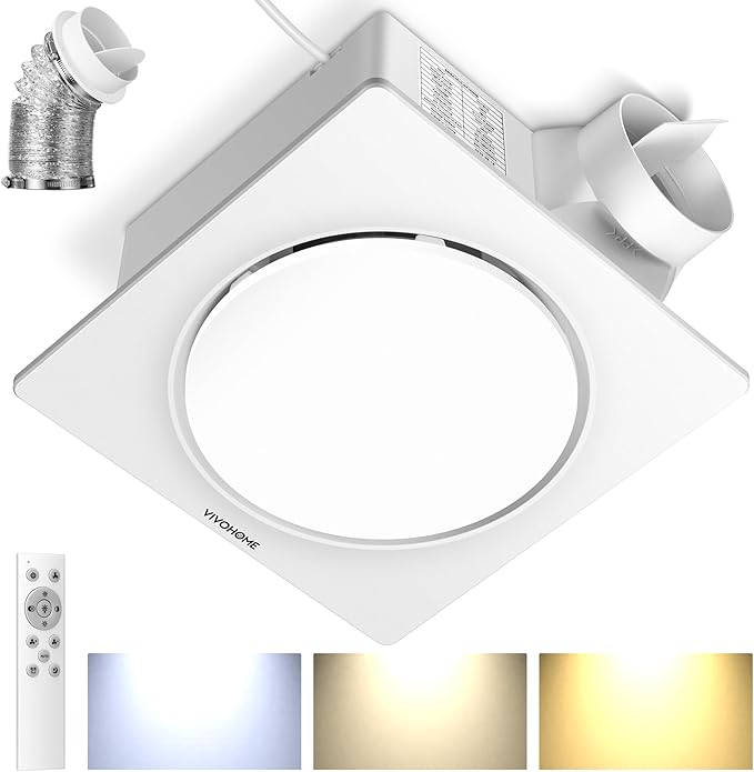 VIVOHOME Autoflow Bathroom Exhaust Fan with Light & Humidity Sensor (160-110-30CFM) - 2700K/4000K/5700K & EC Motor, Retrofit Ceiling Mount Bath Fan, No Attic Access Needed (Install Kit, 4-in Duct)