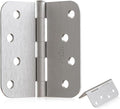 4" X 4" Nickel Door Hinges – 12 Pack Brushed Nickel Door Hinges with 5/8" Radius, Rounded Interior Heavy Duty 4 Inch Exterior & Front Door Hinge for Residential Use
