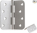 4" X 4" Nickel Door Hinges - 18 Pack Brushed Nickel Door Hinge 4 Inch Rounded Interior Hinges with 5/8" Radius -Heavy Duty Exterior Door Hinge 4 in x 4 in Front Door Hinges Residential