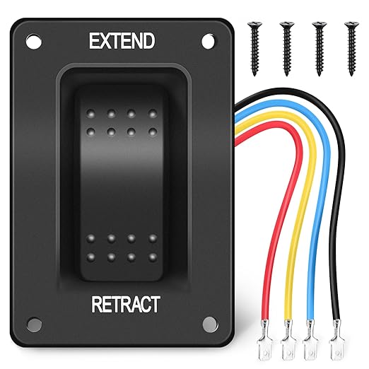 Nilight RV Electric Stabilizer Jack Switch Power Rocker Switches Extend Retract ON Off ON Momentary Waterproof with Harness for Trailer Boat Truck Linear Actuator