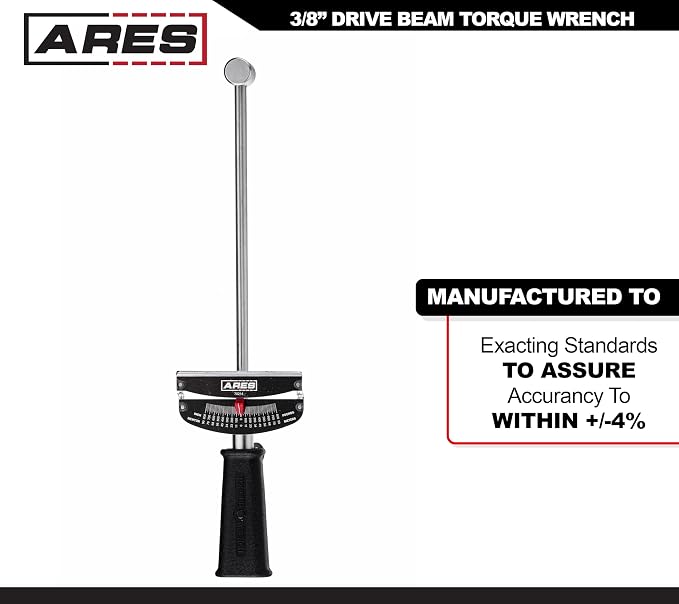 ARES 70214 3/8-In Drive Beam Torque Wrench - 0-800 In/Lbs, 0-90 N/M | High-Visibility Markings for Easy Reading