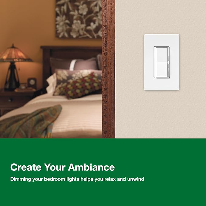 Lutron Diva LED+ Dimmer Light Switch for Dimmable LED, Halogen, and Incandescent Bulbs, 150 Watt, Single-Pole or 3-Way, DVCL-153P-WH, White (2-Pack)
