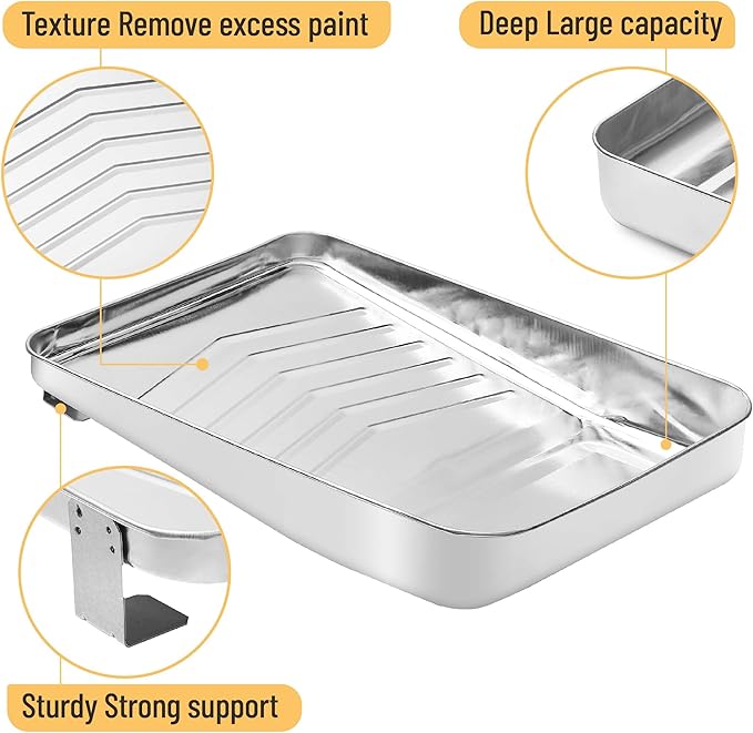 Bates- Paint Tray Liner, 9 Inch, 31 pcs, One Metal Paint Tray, 30 pcs White Plastic Paint Pan Liners