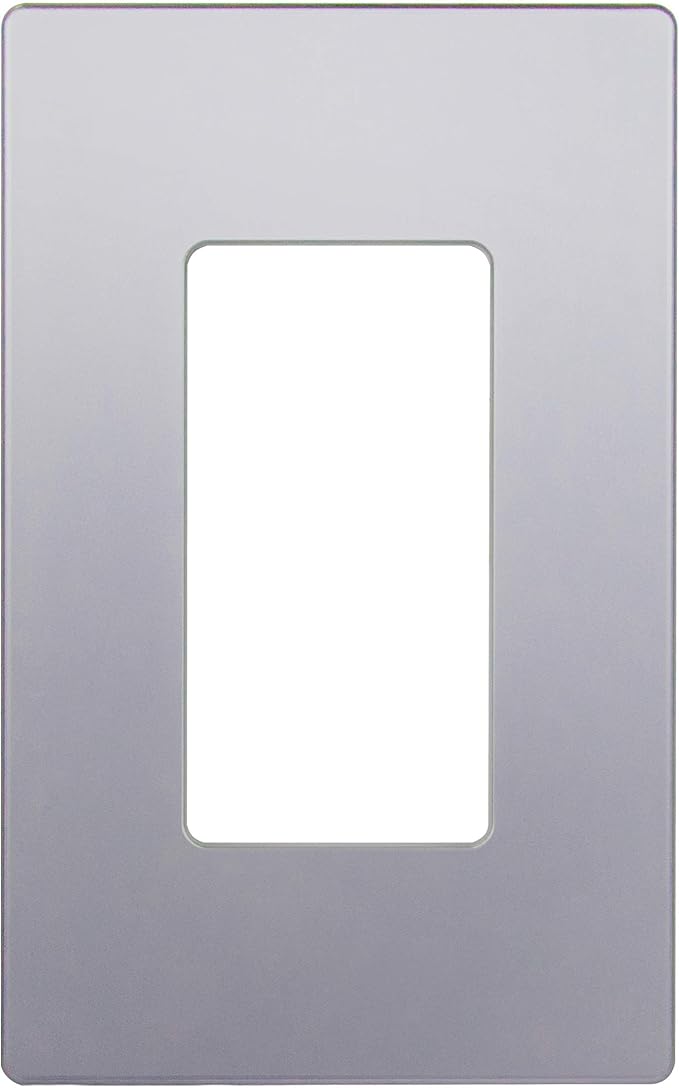ENERLITES Elite Series Screwless Decorator Wall Plate Child Safe Outlet Cover, Gloss Finish, Size 1-Gang 4.68" H x 2.93" L, Unbreakable Polycarbonate Thermoplastic, SI8831-SV, Silver