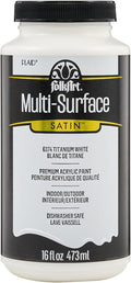 FolkArt Multi-Surface Satin Acrylic Paint in Assorted Colors, 16 oz, Titanium White 16 Fl Oz
