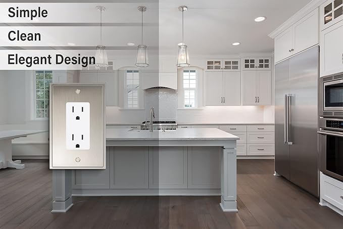 Henne Bery Soft Modern Decorative Wall Plate Switch Plate Outlet Cover (Single Decorator 3PK, Satin Nickel)