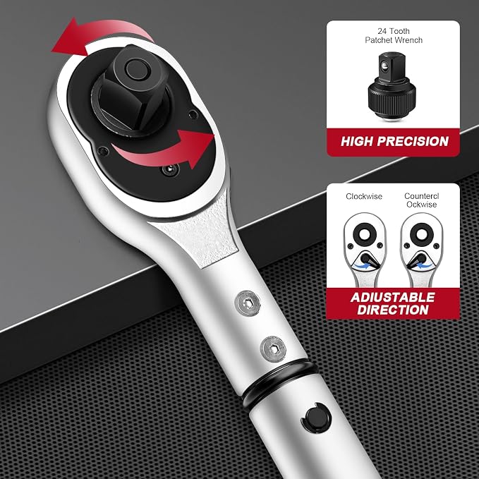 100-750ft. lb 3/4 Drive Torque Wrench, Dual-Direction Adjustable High Accuracy Torque Wrench, ±3% Click with Buckle for Car Trucks Oil Rigs Off-Road Equipment